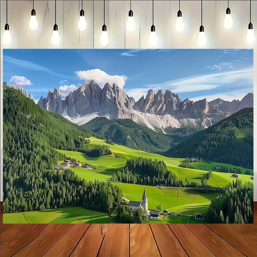 Swiss Alps and Dolomites Landscape Background cloth - polyester, no power required, ideal for photography, video and party use