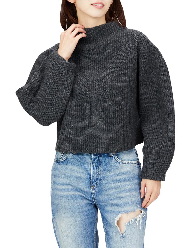 Miesloe Udržitelný svetr s žebrovaným úpletem a objemovými rukávy MWNT224033 CGRY F Dámský