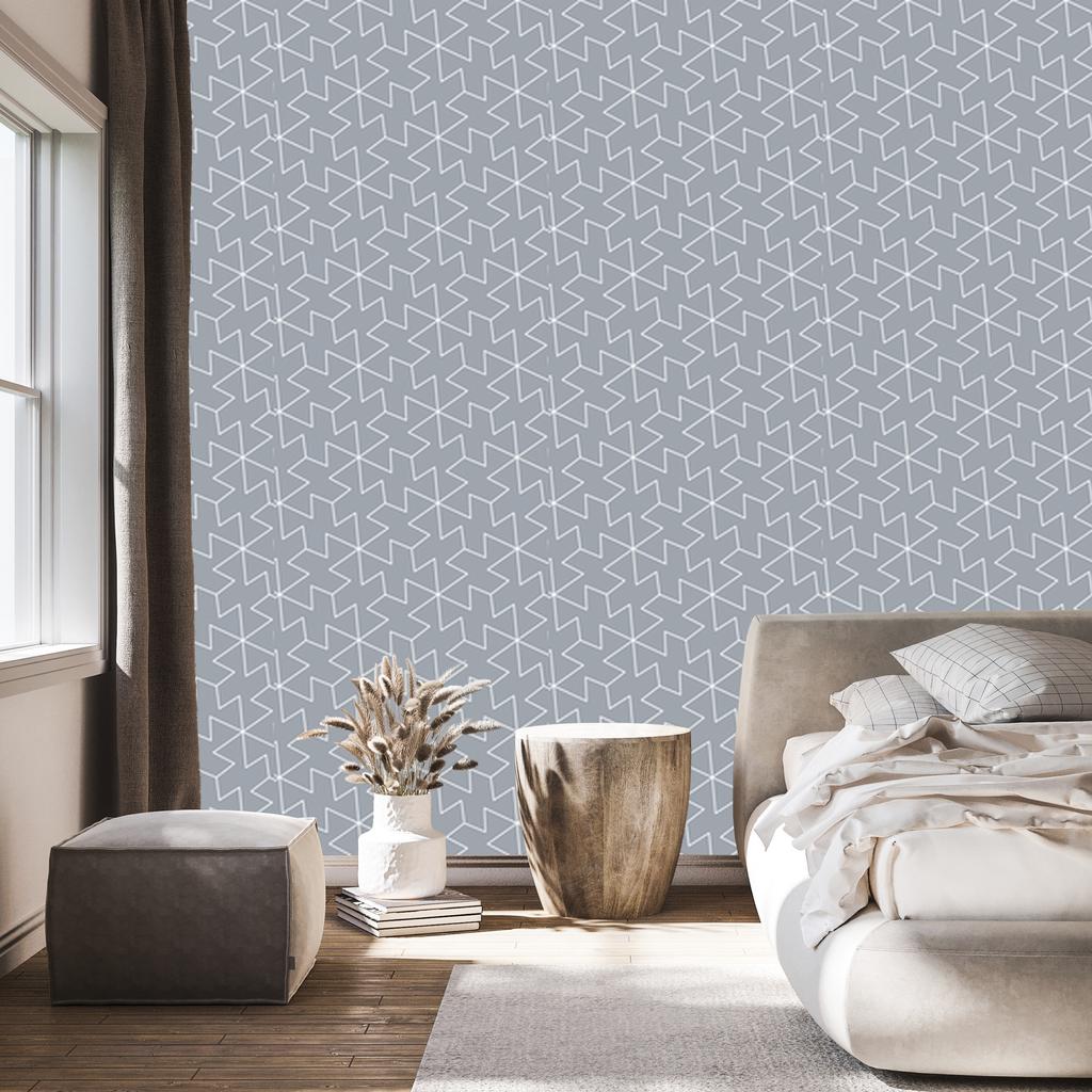 Wallpaper Geometric Pattern Gray and Light Gray 50x1000