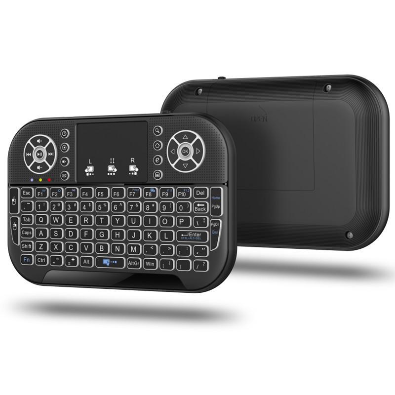N8 Wireless Mini Keyboard with 2.4GHz & Bluetooth, Dual-Mode Air Mouse, Lithium Battery, 7-Color Backlit & Running Lights