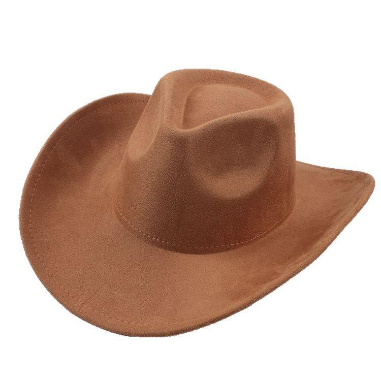 Western Cowboy Style Tibetan Bull Head Accessories Fashion Top Hat Autumn/Winter New Collection Deer Skin Velvet Large Edge Riding Hat