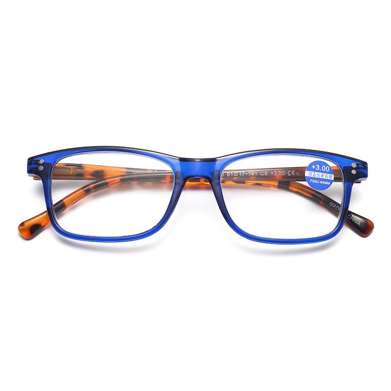 

Квадратные очки для дальнозоркости, мужские и женские очки для чтения с анти-синим светом, модная прозрачная весенняя оправа для ног +4.0 леопардовый/синий