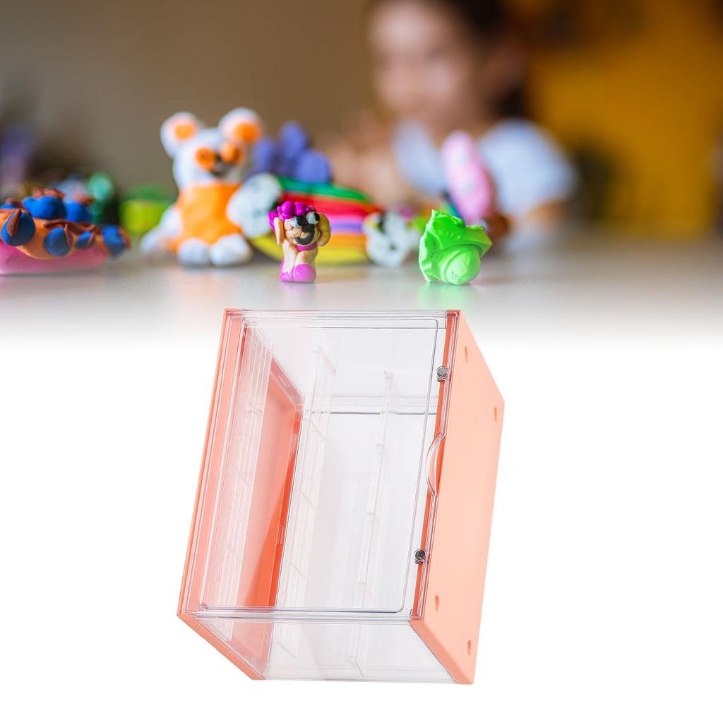 Doll Display Case Magnetic Stable Transparent Doll Showcase for Collectibles Action Figures Orange