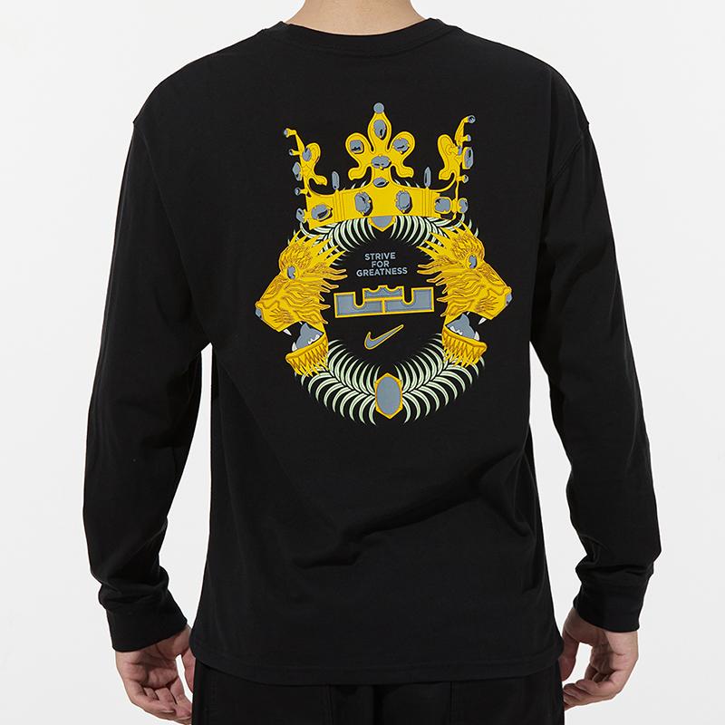 Nike Alphabet Print Sports Crew Neck Long Sleeve T-Shirt Men Tops Black DM2465-010