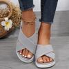 New Summer Women's Plus Size Chunky Sole Cross Style Sandals Comfortable Breathable Stretch Fabric Upper European American Style