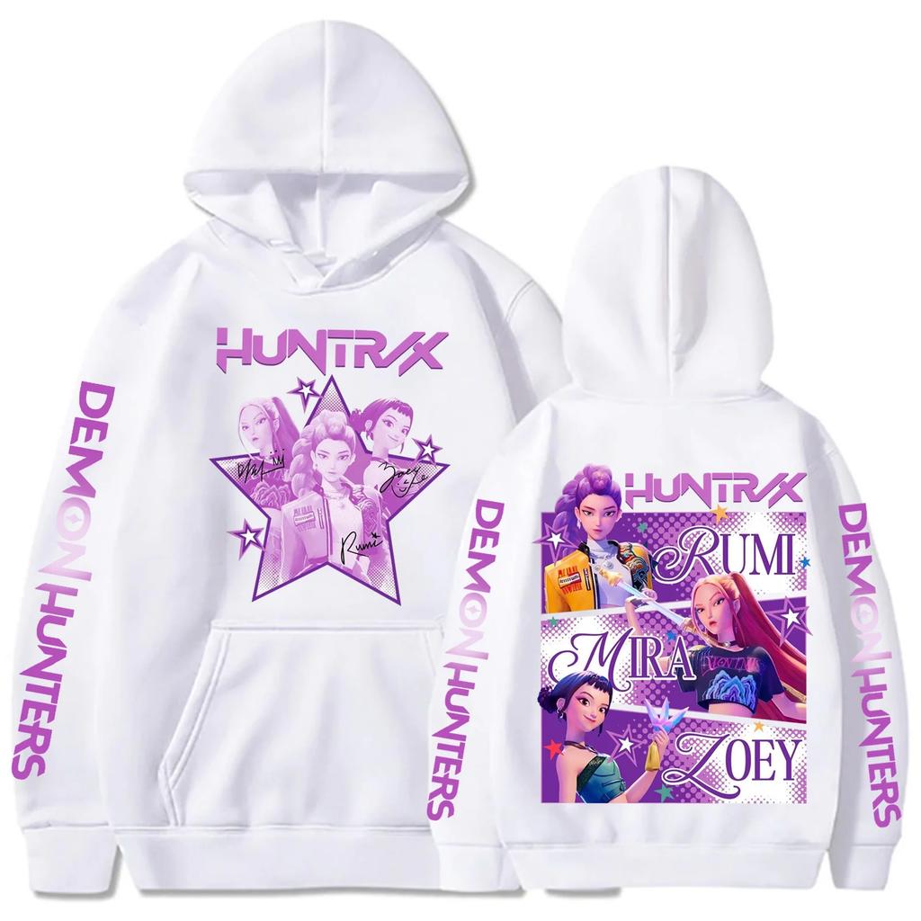 Harajuku Kpop Grafická mikina Lovci démonů Mira Rumi Zoey Huntrix Potisk Mikina s kapucí Pánská Dámská Dárek pro fanoušky Ležérní mikina