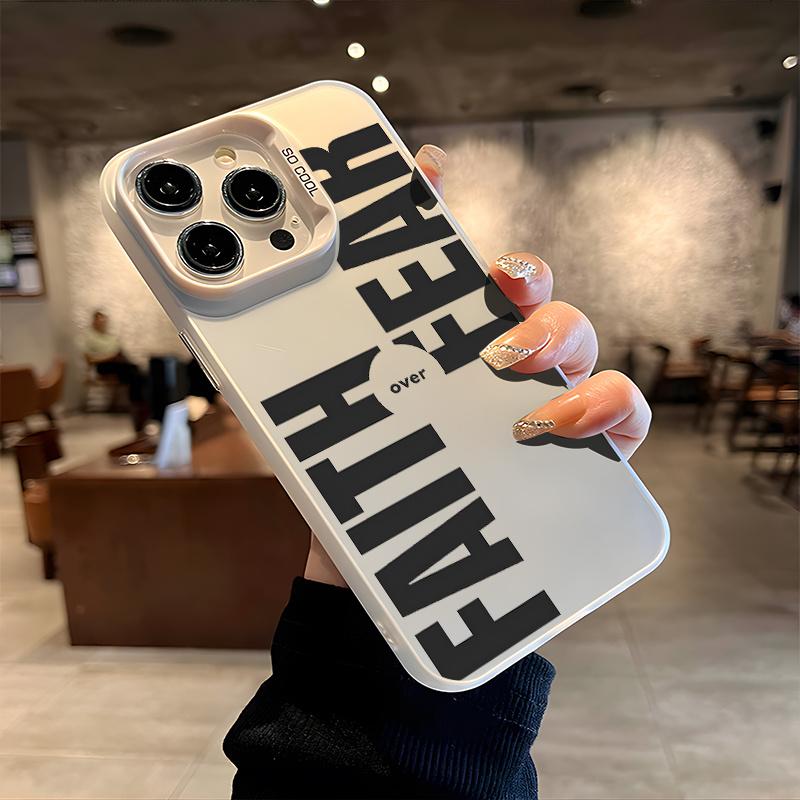 

Faith triumphs over fear, cool silver beautiful phone case For iPhone 11 12 13 14 15 16 17 XS XR X 12 13 Plus Pro Max SE series IPhone 14 Pro Max белый