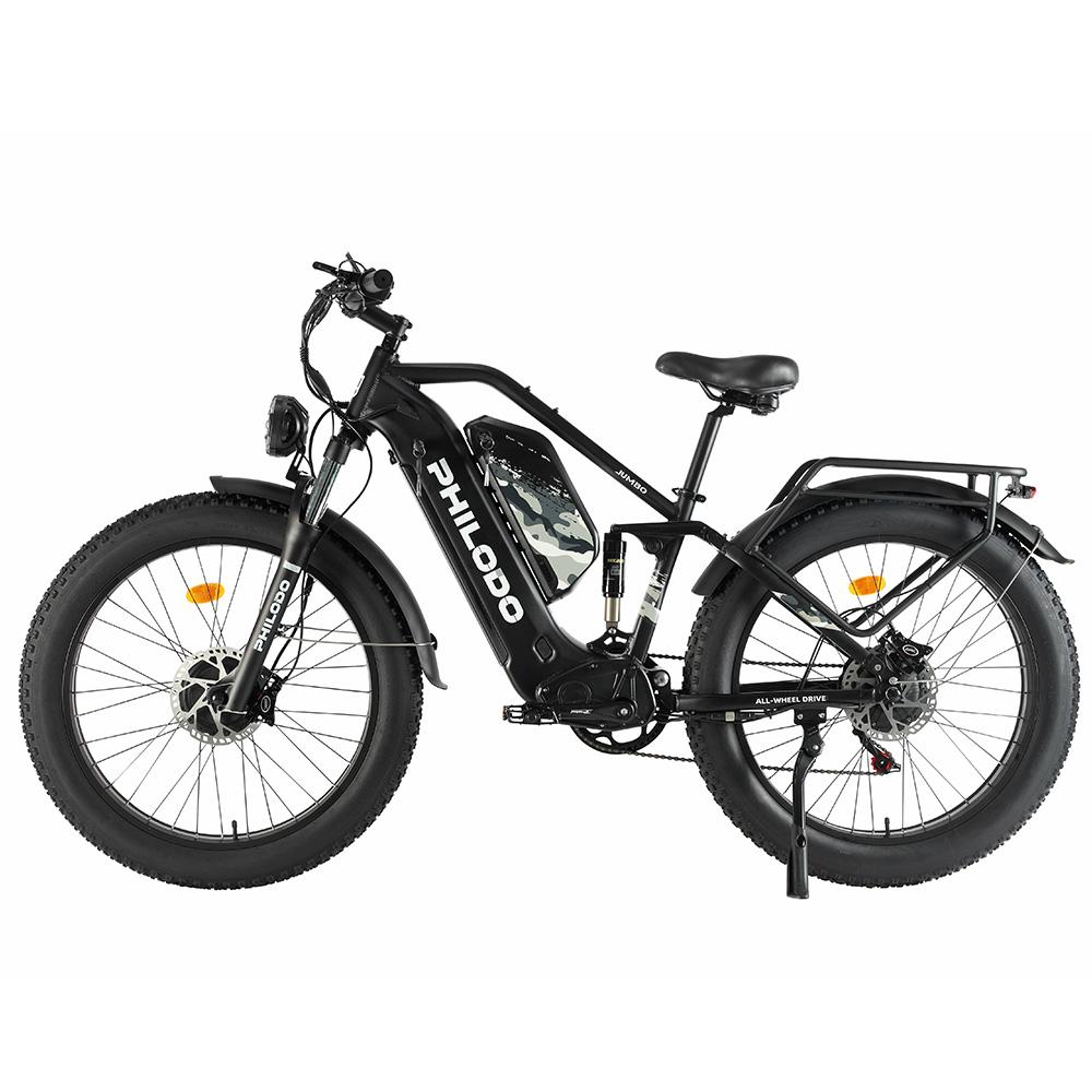 Philodo Jumbo Elektrické kolo 1500Wx2 Špičkový motor 26" Silné pneumatiky Celoodpružené Elektrické kolo Pro dospělé 48V 46AH LCD displej Maximální nosnost 150 kg