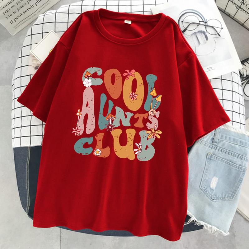 Cool Aunts Club Letter Graphic Printed Womens Tshirt Cool Soft Short Sleeve Summer Breathable Tee Clothes Street Hip Hop Tshirts