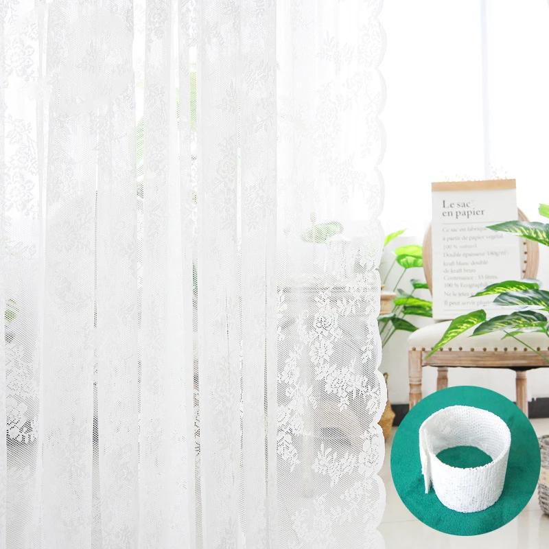 White Lace Curtain Living Room Decorative Curtain Door Window Cabinet Curtains Bedroom Floating Tulle Sheer Window Shade