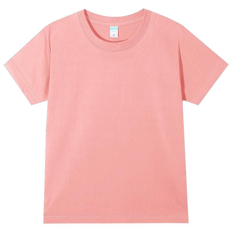 Cross-Border Pure Cotton Custom Short-Sleeve Men's and Kids' T-Shirts with Solid Color Styles for School Uniforms and Team Apparel