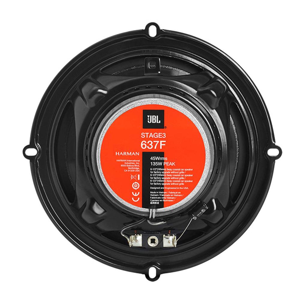 JBL Stage 3637F - 6.5-inch 3-Way Car Audio Speakers, Black, No Grille