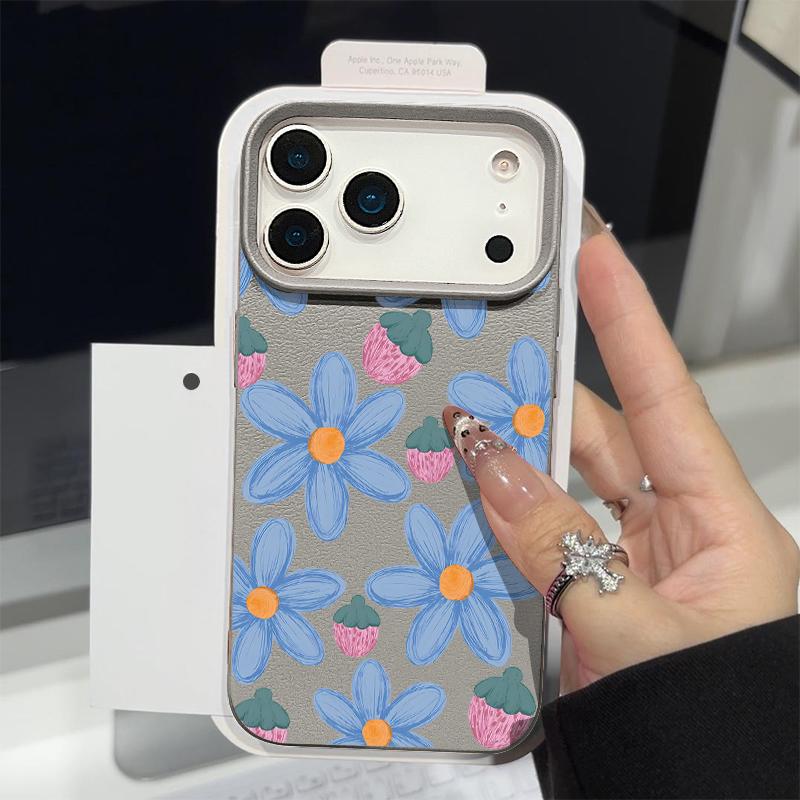 Ledertextur TPU Handyhülle Für iPhone 17 17e 16e 16 15 Pro Max 14 13 Pro Max 11 Magnolienblüte Weiche Silikon-Rückseite