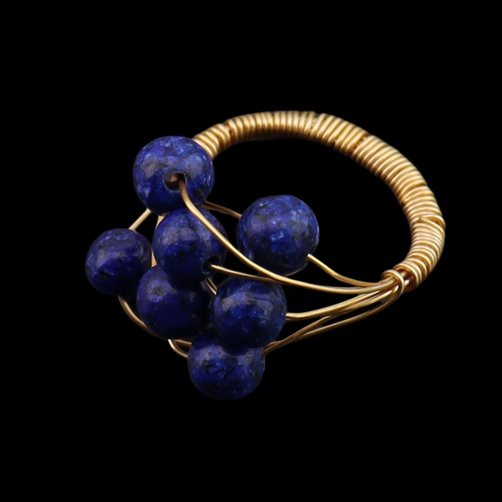 European Retro Natural Stone Crystal Agate Gypsophila Woven Ring