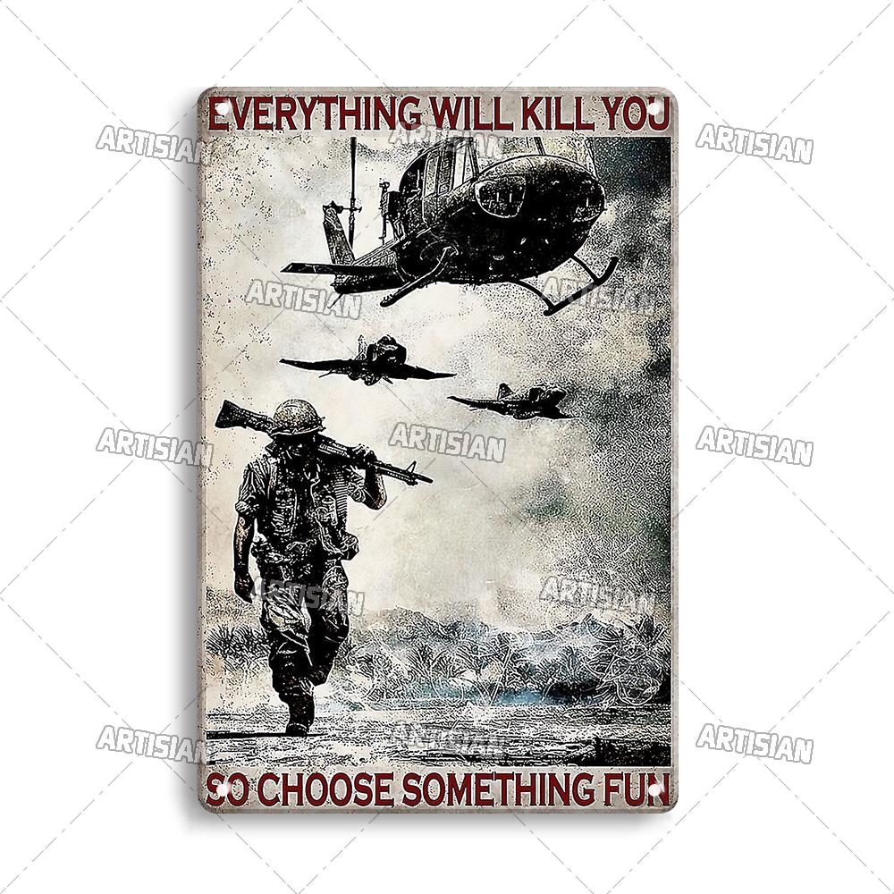 Artisian Army Metal Plate Soldier Tin Plaque Patriotism War Decorative Sign Wall Decor Garage Bar Pub Club Hotel Kitchen Home