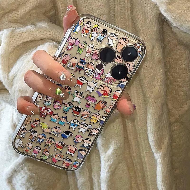 Full Screen Crayon Small New for iPhone12/13 iPhone Case 14/15promax Transparent Soft Case 11pm