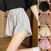 Sommer Damen Shorts Kordelzug Hoher Elastischer Bund Lockerer Saum Übergröße Mit Taschen Reine Farbe A-Linie Dünn Lässig Sport Homewear Kurze Hosen