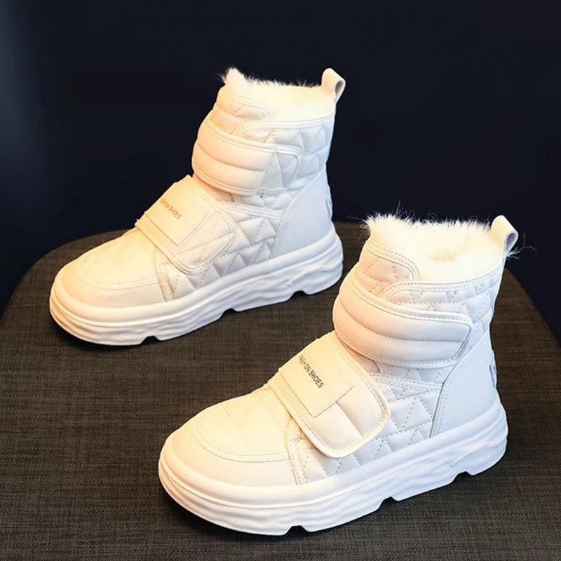 Women's Fashion Velcro Lightweight Soft Sole Winter Warm Plush Snow Boots Padded Lined Non-slip Casual Sports Cotton Boots