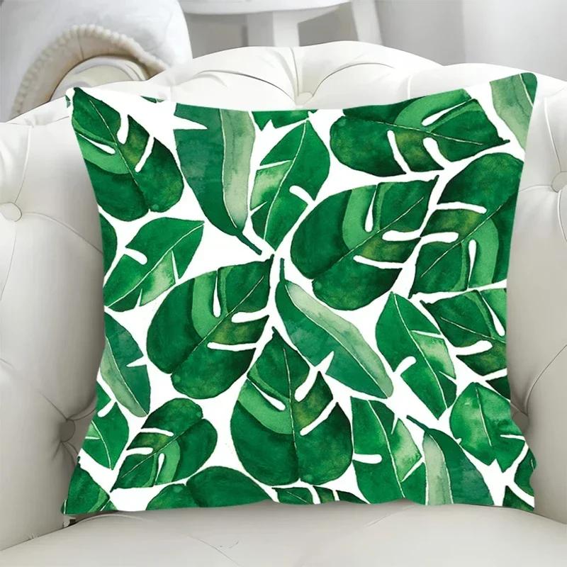 Sofa Cushion Cover 45x45cm Green Leaf Pillowcase 40*40 Decorative Pillowcases for Pillows Pillow Hugs Fall Decoration Covers Bed