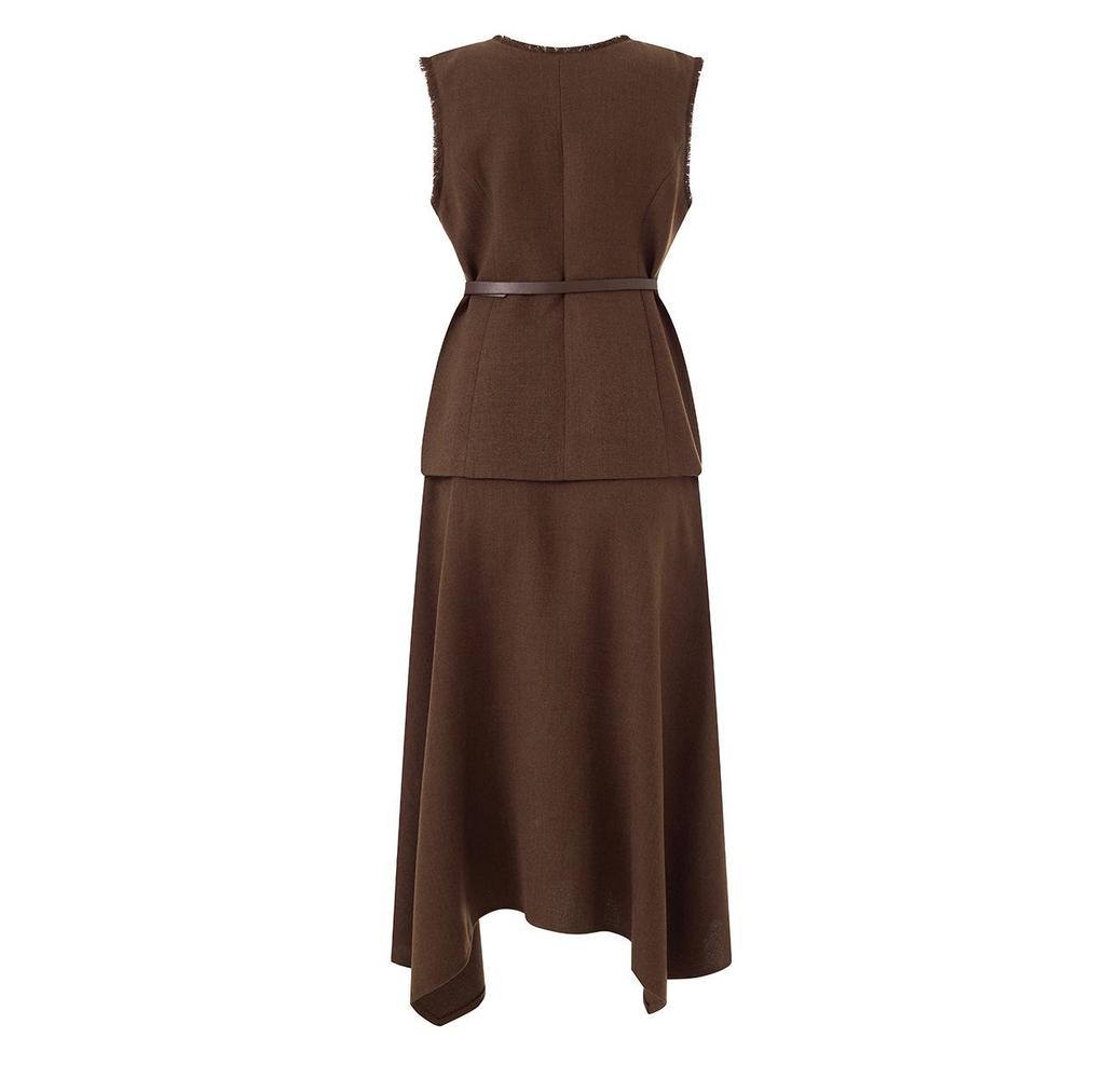 Elegant Waist-Cinched V-Neck Vest + Skirt Two-Piece Set for Women - Autumn/Winter New Arrival