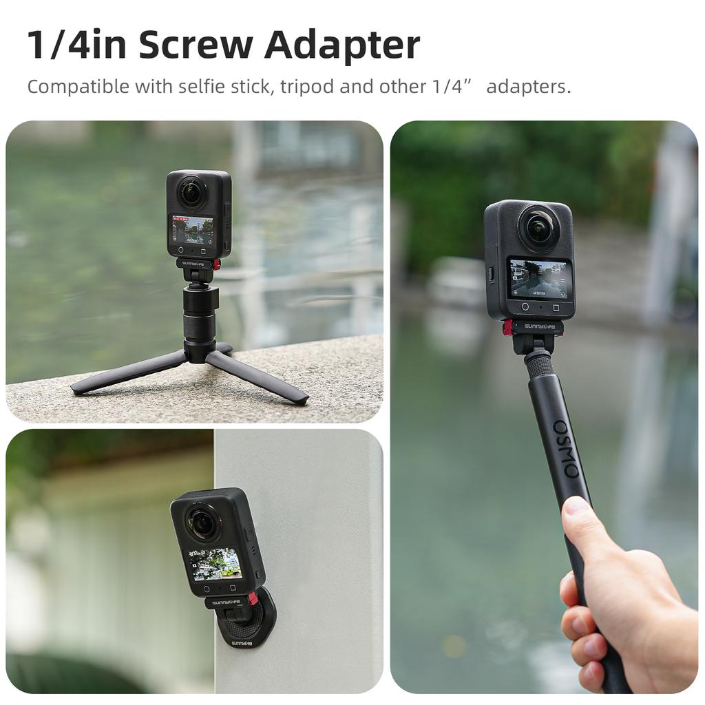 Adattatore Magnetico per DJI Action 5 Pro/Osmo Nano/360 Supporto Pieghevole a Rilascio Rapido con Espansione a Vite 1/4 per DJI Action 4 3 2