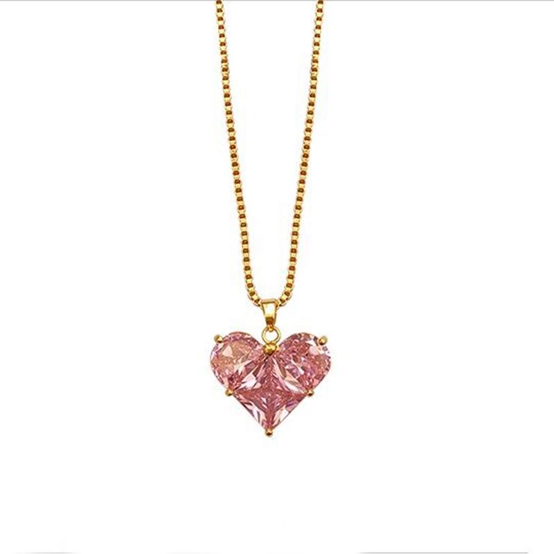 Niche Pink Heart Gemstone Pendant Earrings & Necklace Set in S925 Silver