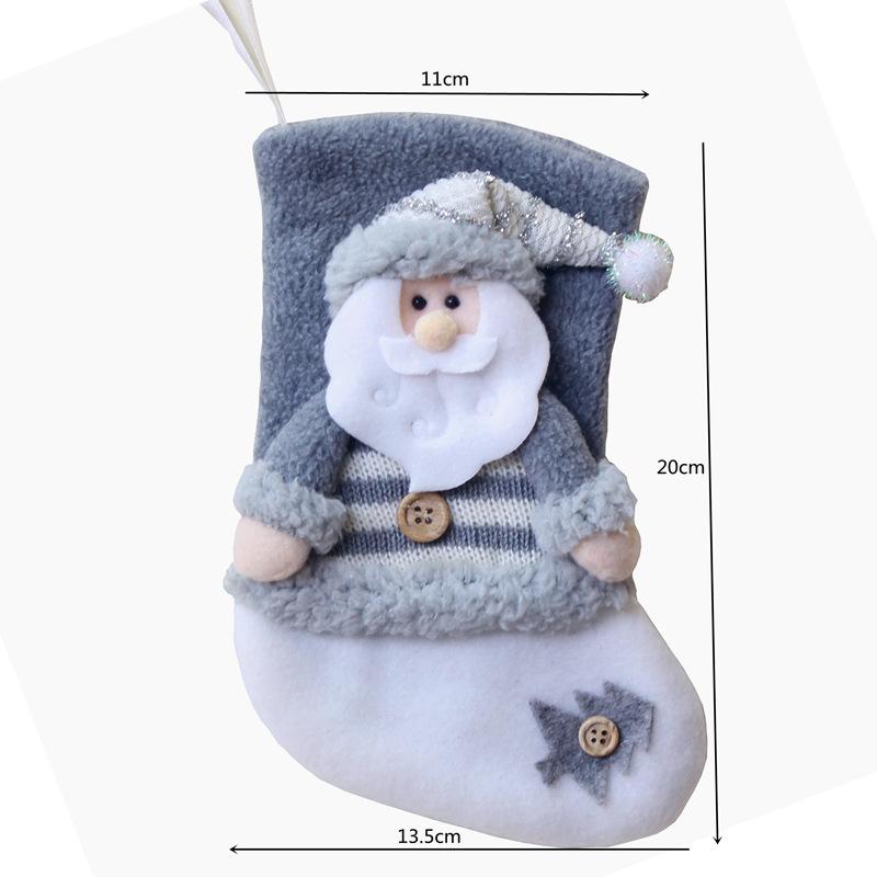 Small Christmas Stockings Socks Plush Elk Snowman Xmas Tree Ornaments Xmas Decoration for Home New Year Navidad Candy Gift Bags