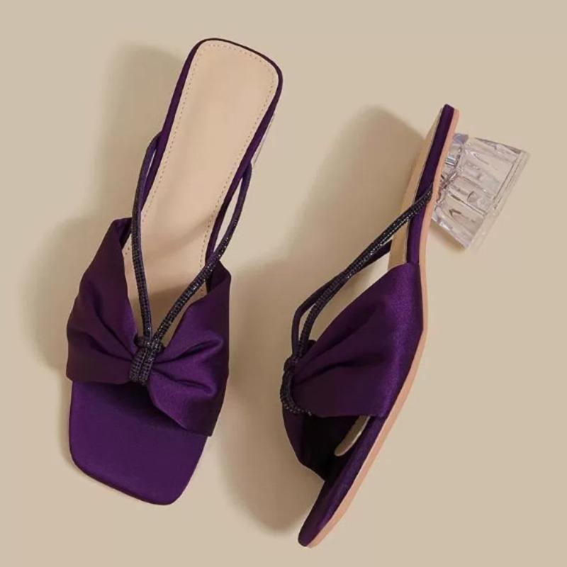

Internet celebrity heightening cool slippers women s summer wear spring and summer new foreign style elegant skirt crystal and one-word slippers 42 фіолетовий