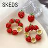 SKEDS Cute Strawberry Fruit Women Sweet Brooch Flower Enamel Pins Fashion Plant Accessories Jewelry Korean Earrings For Women