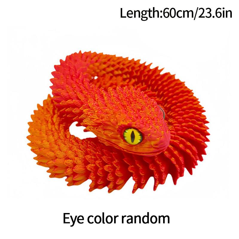 3D Printed Snake 3D Printing Fidget Animals Crystal Viper Snake Model Movable Joint Simulation Desk Toys Car Ornaments Kids Gift