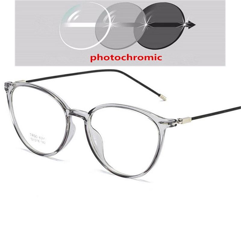 Transparent Gray Oval Nearsighted Glasses Ultralight  Steel Wire Leg Prescription Eyeglasses Diopter 0 -0.5 -1.0 To -6.0