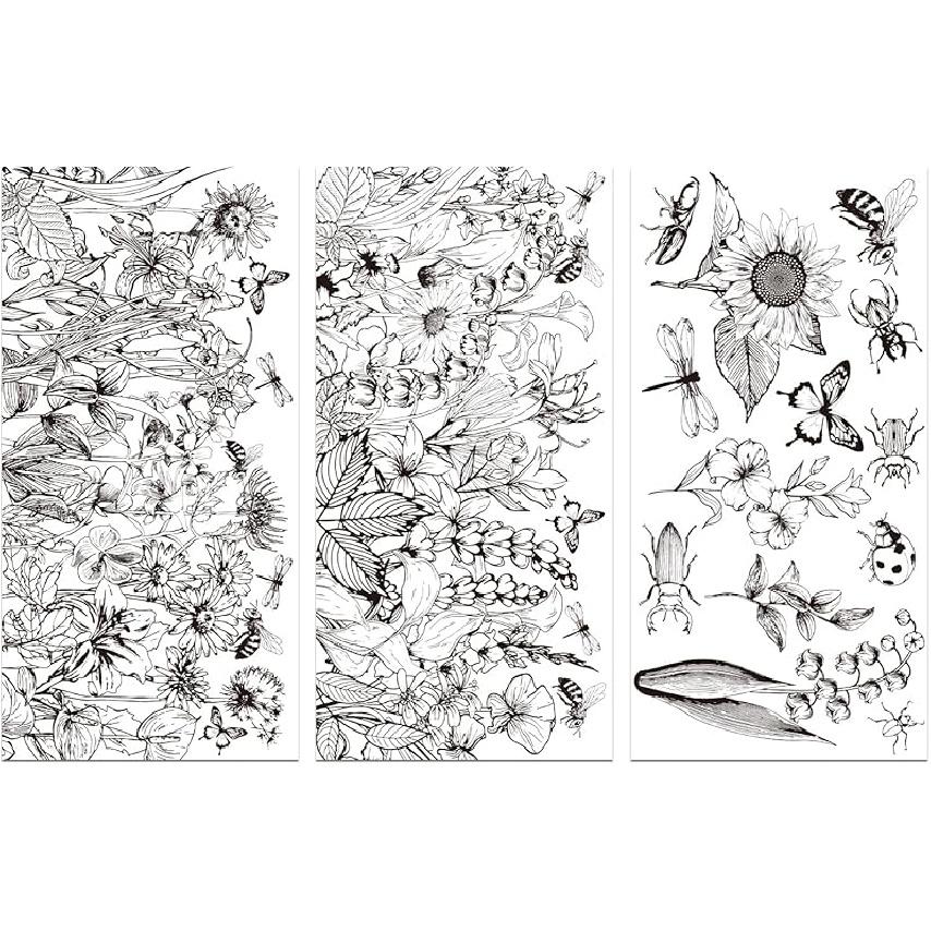 GLOBLELAND 3Pcs Branches and Birds Furniture Transfer 6x12inch Flowers and Plants Rub on Transfer Self-Adhesive Wall Art Decals for Bedroom Living