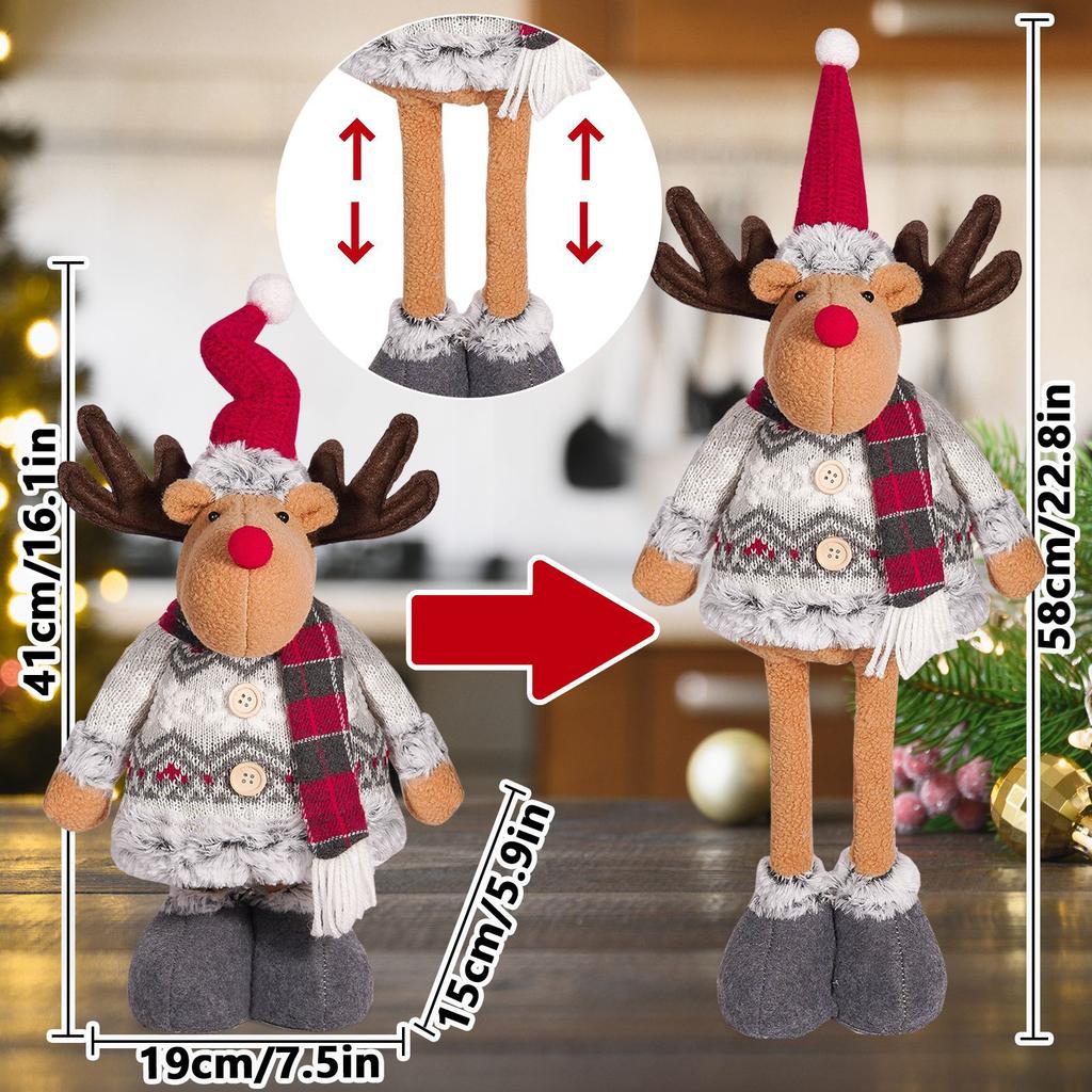 Christmas Snowman, Elderly Man, Reindeer Doll Toy Decoration, Christmas Extendable Standing Posture Figurine Decoration Gifts