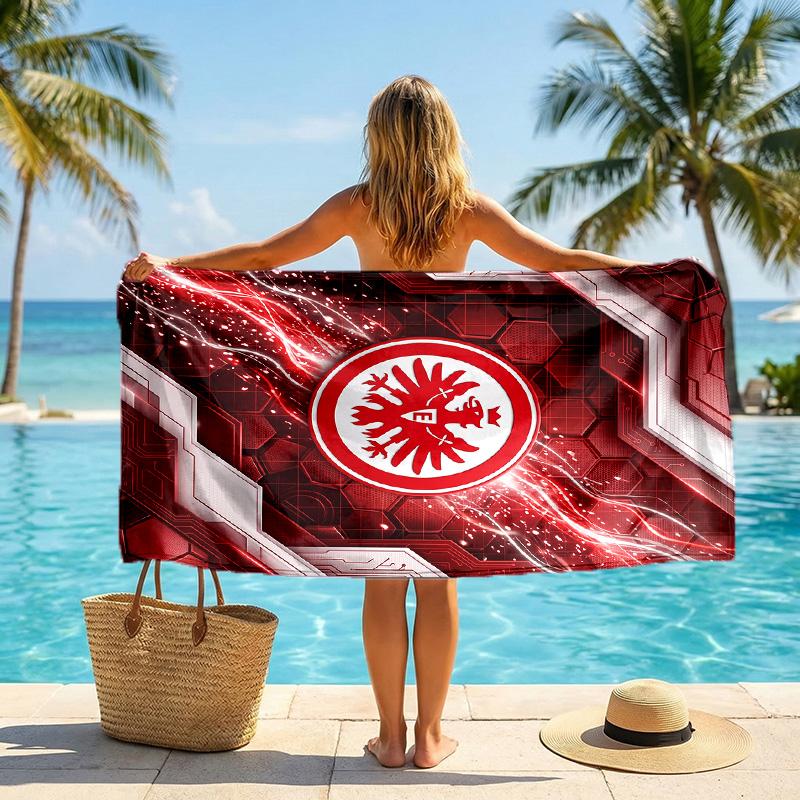 Asciugamano da Spiaggia Calcio Eintracht Frankfurt Morbido Microfibra Asciugamano Estivo Asciugatura Rapida Assorbente per Spiaggia Piscina Viaggio