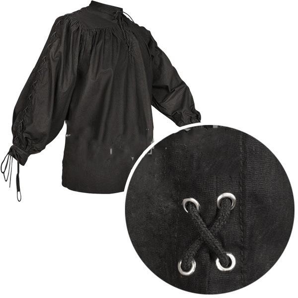 Fashion Men Bandage Long Sleeve Medieval Renaissance Shirt Gothic Man Warrior Plus Size