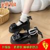 Mary Jane Small Leather Shoes Women's Thick Soles Increase In Height In Spring 2025 New Sweet Bow Light Mouth Single Shoes One-word Buckle