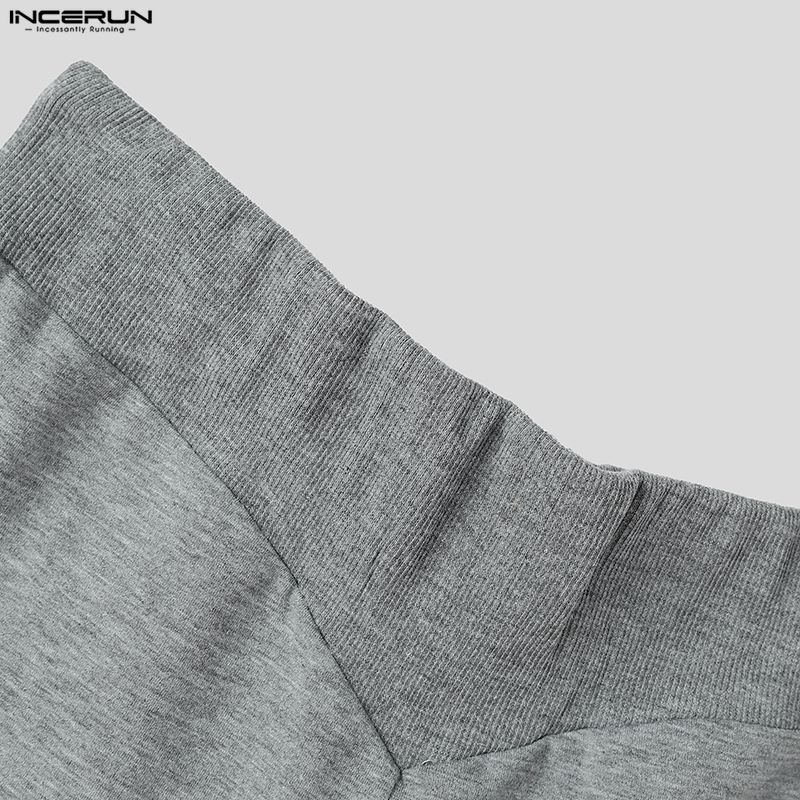 INCERUN Mens Shorts High Waist Ribbed Bodycon Yoga Fitness Gym Athletic Short Pants