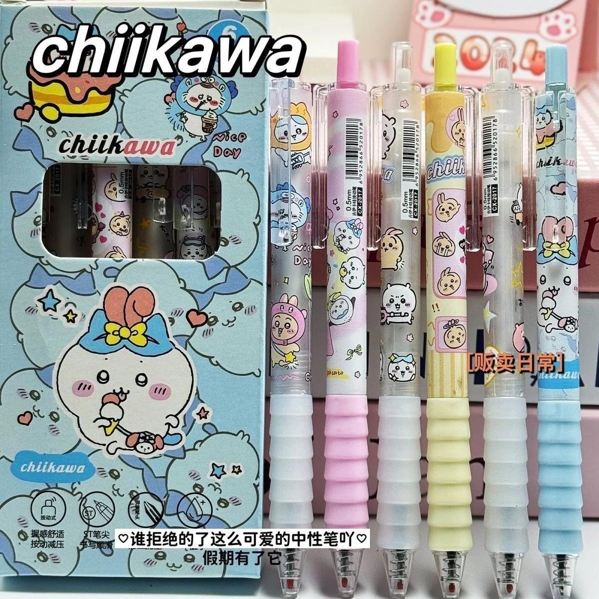 Student 6pcs Chiikawa gel Pen Pencil Collection Writing 0.5mm Black Signature Pen Student Stationery Stationery Present 6pcs