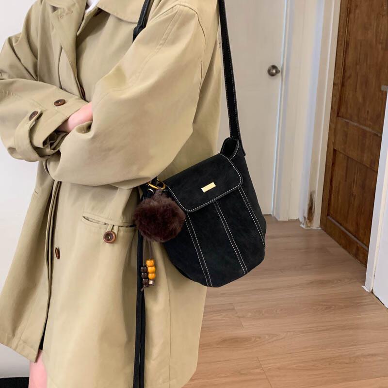 REWELL Suede Pumpkin Bucket Bag