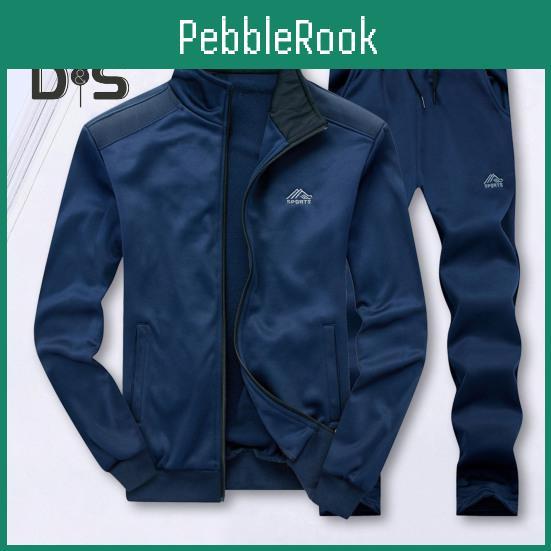 Athleisure Suit 2pcsset Stand Men Collar Long Sleeve Zipper Placket Coat Elastic Drawstring Waistband Long Pants Set