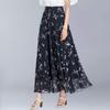 High Waist Skirts Womens Summer Autumn Elastic Waist Midi Full Long Skirt Print A-Line Mother Dance Skirts Swing Chiffon Skirt