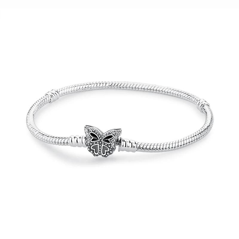 Originale 925 Sterling Sølv Armbånd Armbånd Krystallkule Kjærlighet Hjertelås Perler Charms Moments Armbånd For Kvinner DIY smykker