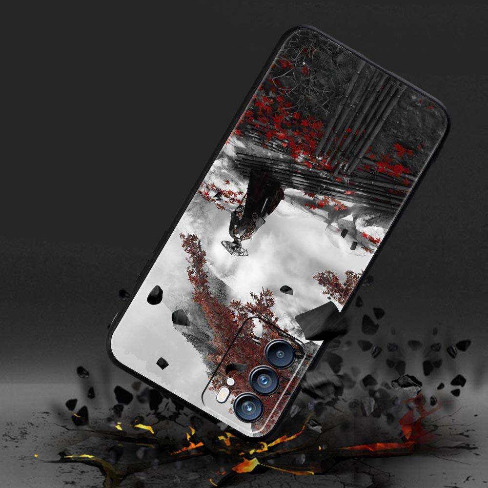 Japonské Bushido Samurajské puzdro pre Oppo Find X6 X5 A54 A53 A52 A9 2020 A15 A95 A17 A16 A76 A74 A57 Reno7 Reno6 Pro Plus 5G Kryt
