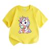 Kids Boys Girls Crew Neck Short Sleeve 100% Cotton T-Shirt, Cute Cartoon Unicorn Eating Ice Cream Pattern Casual Soft Breathable Tee Tops for Children