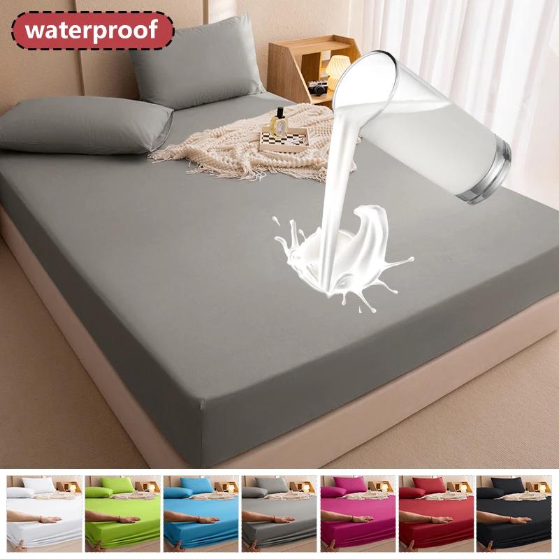 Waterproof Mattress Covers Protector Adjustable Non-slip Bed Fitted Sheet with Elastic Bands for Queen King 180x200 Bedroom