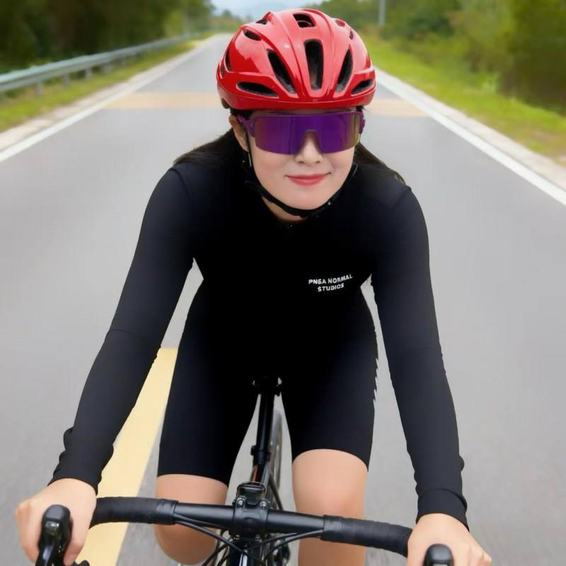 Unisex High-Stretch Fleece-Lined Long Sleeve Cycling Jersey Road Bike Riding - Breathable Moisture-Wicking Performance Top