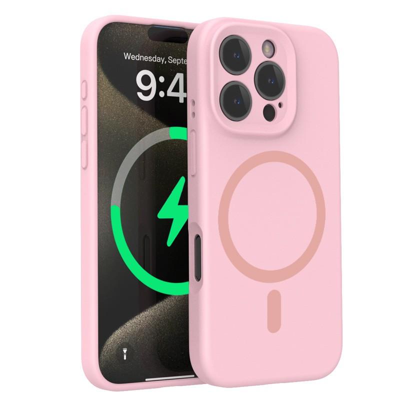 Liquid Silicone Phone Case IPhone 16 Pro Max With Magnetic Adsorption Lens Protection Shockproof Anti-Scratch