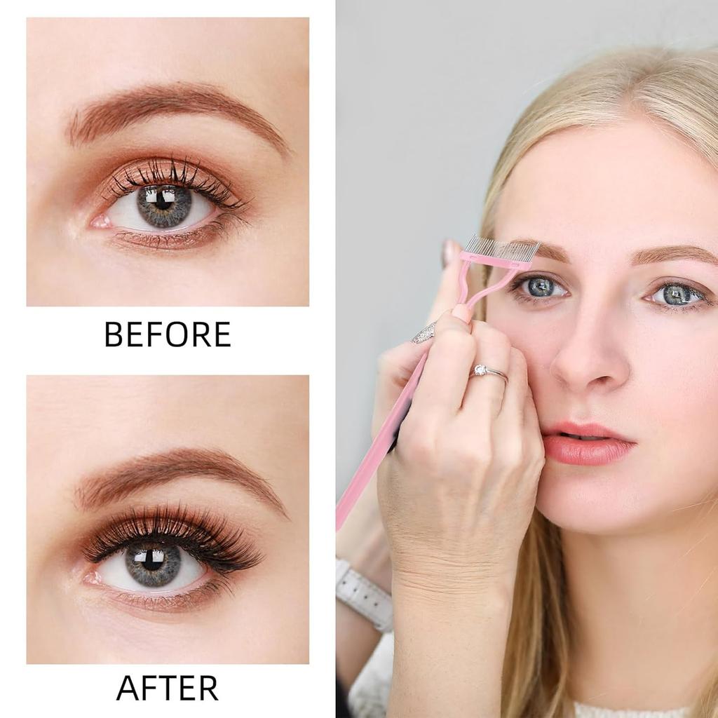 2 szt. Narzędzie do rozdzielania rzęs Szczoteczki do maskary Grzebyk do rzęs Separator Definer Grzebyk do rzęs do czesania, rozdzielania rzęs - Jasnoróżowy