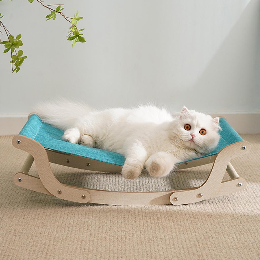 Elevated Cat Hammock Breathable Easy Assembly Washable Wooden Cat Swing Bed for Indoor