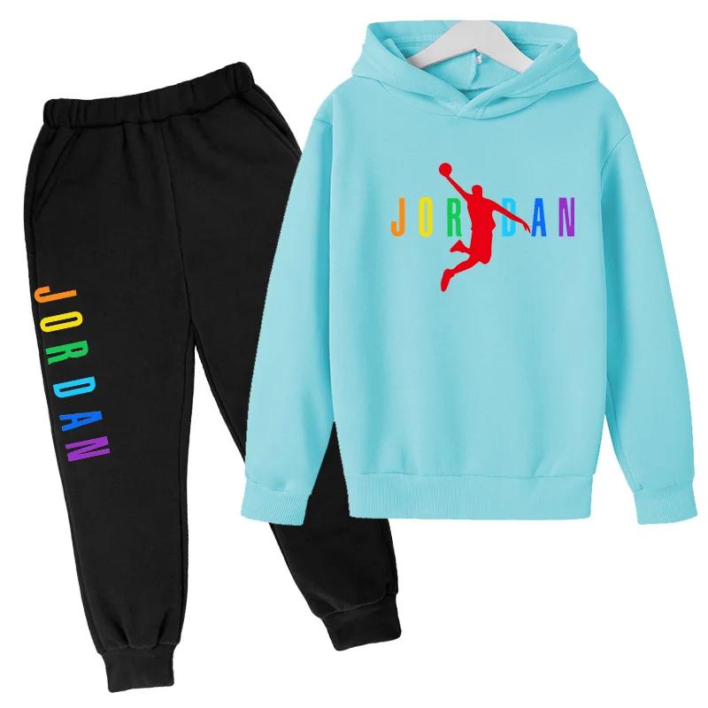 2-13 Anni Bambini e Bambine Abbigliamento Semplice Autunno Primavera 2 Pezzi Felpa+Pantaloni Stampa Lettere Tute Bambini Casual Set